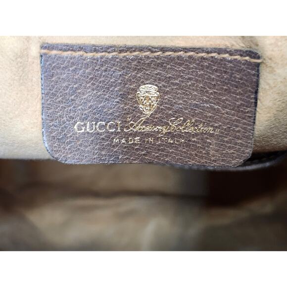 Gucci GG Canvas Bucket Crossbody Bag Brown Leather Trim Vintage Sherry Line - Picture 10 of 16